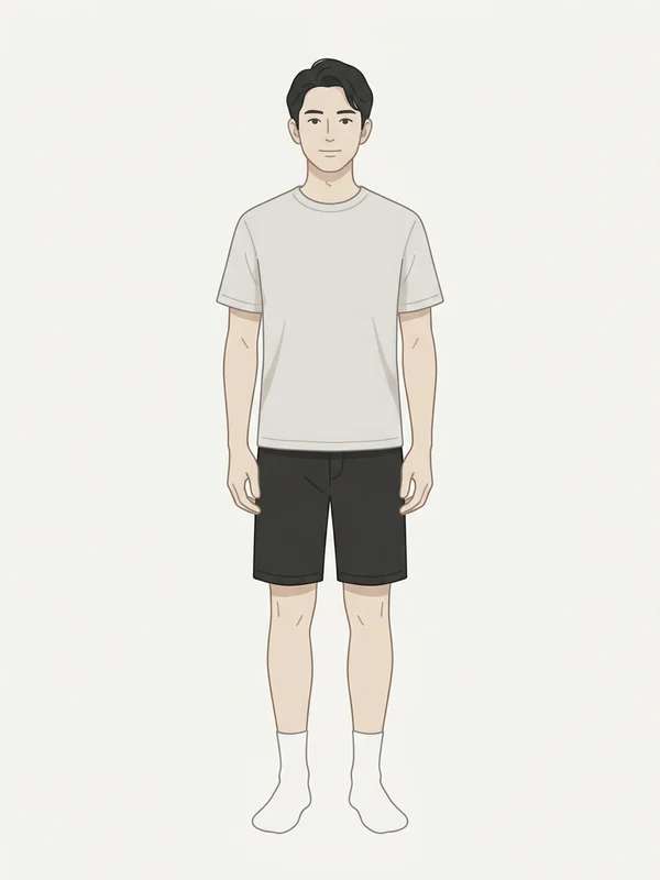 服装例 男性：Tシャツ＋ハーフパンツ