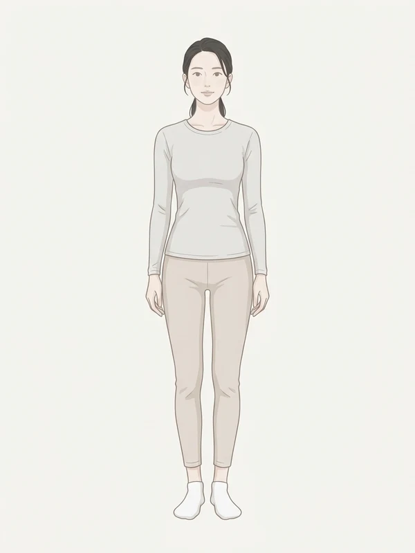 服装例 女性：薄手の長袖トップス＋薄手のパンツ